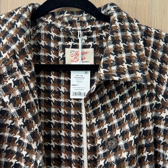 Marine Layer Hayes Houndstooth Trench Coat. Brown black/white. Size S. NWT. - Picture 3 of 6